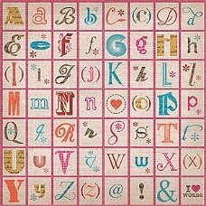 SALE NIEUW vel gloss scrappapier Type Of Art 10 Alphabet/Number Blocks van DCWV