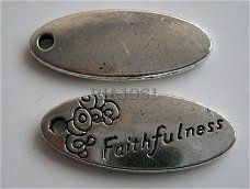 bedeltje/charm NIEUW: faithfullness ovaal - 26x10 mm