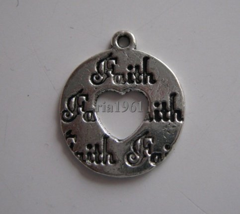 bedeltje/charm op=op; cirkel faith - 18,5x15,5 mm - nr. 1