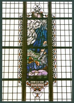 NH ALKMAAR Kapelkerk, glasschildering Eere zij God - 1