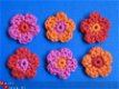** Setje van 6 rood/roze/oranje gehaakte bloemetjes (3 cm) - 0 - Thumbnail