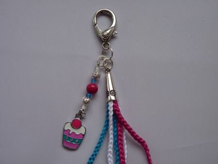 ** Gehaakte sleutelhanger / tashanger Cupcake (fuchsia) - 0