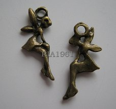 bedeltje/charm sprookjes :elfje mini brons - 19x8 mm