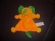 1053 De Kandeel oranje met groen velours muisje muis - 1 - Thumbnail