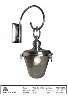 Belleclaire muurlamp wandlamp antiek zilver