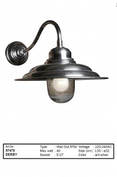 Derby muurlamp wandlamp antiek zilver - 1