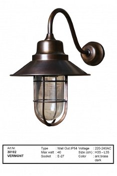 Vermont wandlamp muurlamp antiek donker koper - 1