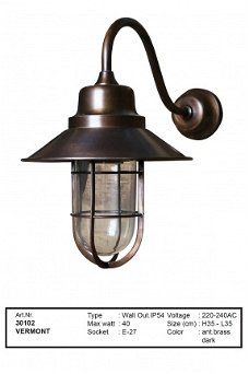 Vermont wandlamp muurlamp antiek donker koper