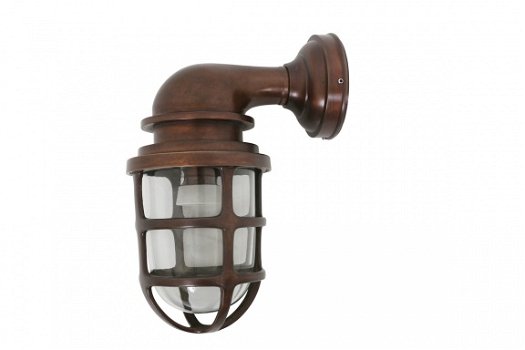 Stallamp Kooilamp Brooklyn muurlamp wandlamp antiek donker koper - 3