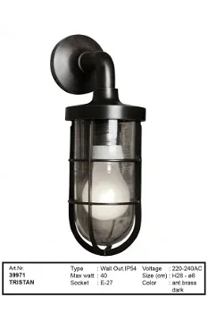 Tristan muurlamp wandlamp antiek donker koper - 1