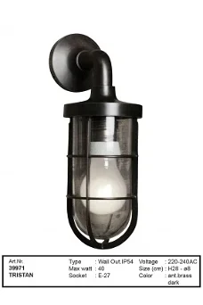 Tristan muurlamp wandlamp antiek donker koper