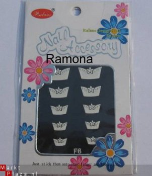 Mooie Witte 3D TIP Nagel stickers strass F6 White nail art - 1