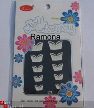 Mooie Witte 3D TIP Nagel stickers strass F7 White nail art - 1