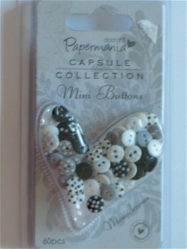 Papermania mini buttons black&white - 1