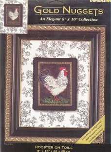 Rooster on Toile Gold Nuggets Dimensions 35074