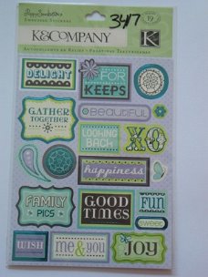 K&Company poppyseed emoxxed stickers words