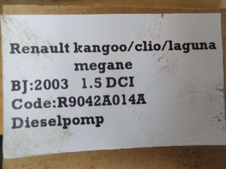 Renault Kangoo 1.5 DCI 2003 Dieselpomp Code R9042A014A - 3