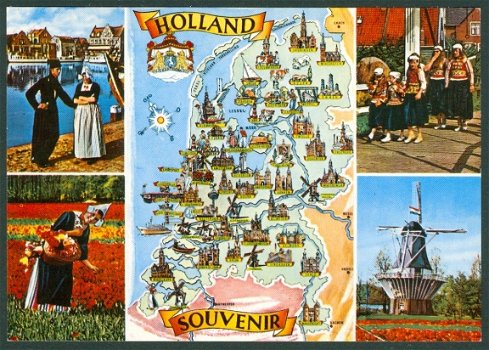 NL HOLLAND Souvenir, met klederdracht en molen - 1