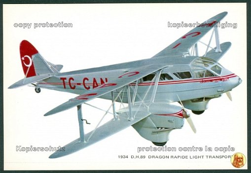 GROOT BRITTANNIE De Havilland DH 89 Dragon Rapide 1934, in kleurenschema Turkije - 1