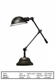 Sidney tafellamp antiek zwart