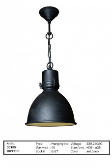 Dipper hanglamp antiek zwart