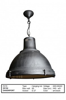 Davenport hanglamp antiek zwart - 1