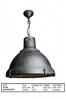 Davenport hanglamp antiek zwart