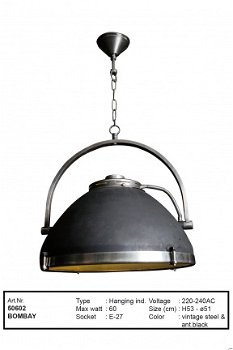 Bombay hanglamp vintage steel antiek zwart - 1