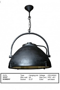 Bombay hanglamp antiek zwart - 1