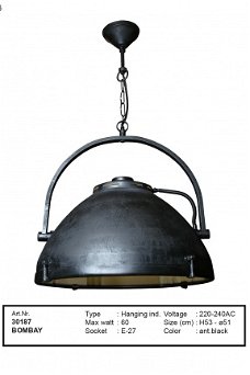 Bombay hanglamp antiek zwart