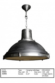 Agra hanglamp vintage steel antiek zwart - 1