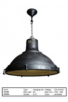 Agra hanglamp antiek zwart