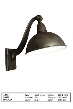Halifax muurlamp wandlamp antiek zwart - 1