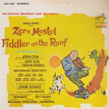 Fiddler On The Roof (The Original Broadway Cast Recording) - Jerry Bock ‎– Zero Mostel -Vinyl LP - 1