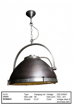 Bombay hanglamp vintage steel antiek donker koper - 1