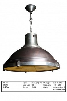 Agra hanglamp vintage steel antiek donker koper - 1