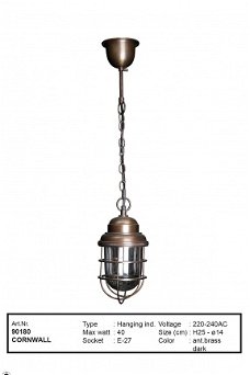 Cornwall hanglamp antiek donker koper