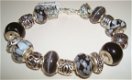 Pandora Style armband met edelsteenbedels in roze-fuchsia - 2 - Thumbnail
