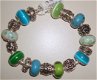 Pandora Style armband met edelsteenbedels in roze-fuchsia - 4 - Thumbnail