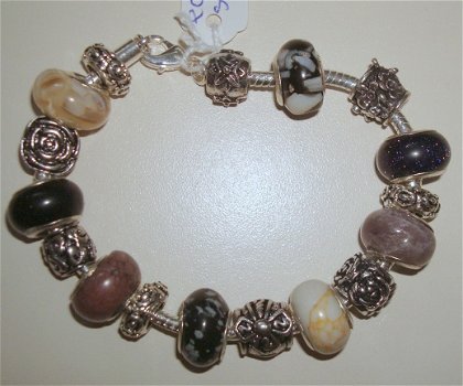 Pandora Style armband met edelsteenbedels in roze-fuchsia - 6