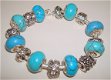 Pandora Style armband met turquoise natuursteenbedels - 1 - Thumbnail