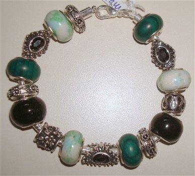 Pandora Style armband met turquoise natuursteenbedels - 5