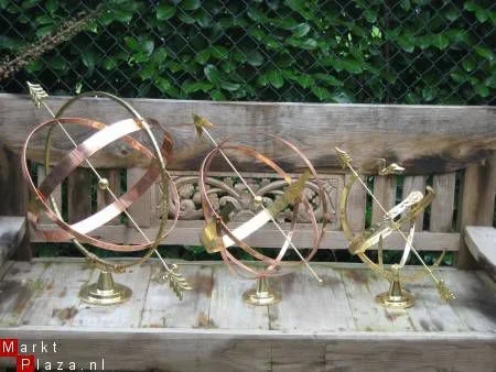 AANBIEDING: Koperen messing bronzen zonnewijzers zonnewijzer brons koper - 1