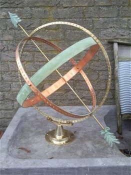 AANBIEDING: Koperen messing bronzen zonnewijzer ster brons koper - 2