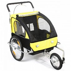 Fietskar jogger 2 in 1 geel-zwart