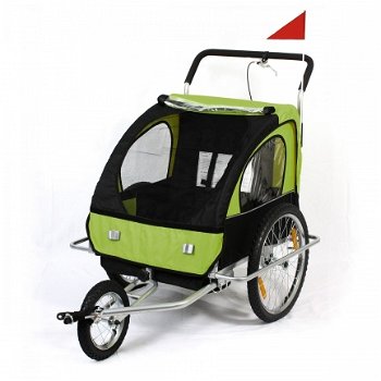 Fietskar jogger 2 in 1 groen-zwart - 2