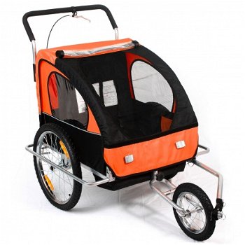 Fietskar jogger 2 in 1 oranje-zwart - 1