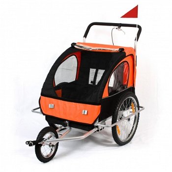 Fietskar jogger 2 in 1 oranje-zwart - 2