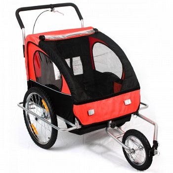 Fietskar jogger 2 in 1 rood-zwart - 1