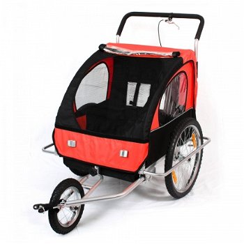 Fietskar jogger 2 in 1 rood-zwart - 3